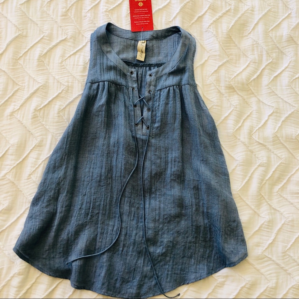 Lace up denim top
